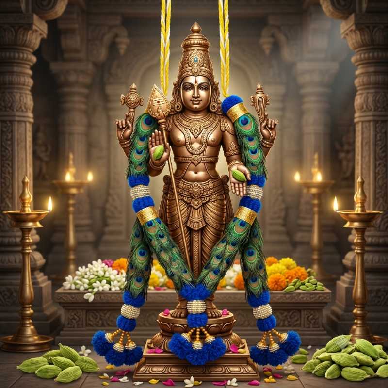Theni-Peacock-Feathers-Deity-Garland-Price-Dindigul